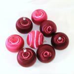 Satin Sheen 8 Pink Maroon Christmas Ornaments For Pin Bead Crafts